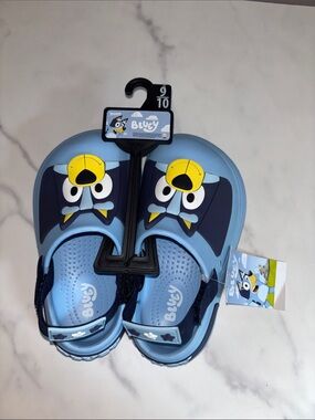Bluey Kids' Light Blue Sandals with Character Detail - Size 9/10